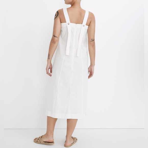 NWT Madewell Linen-Cotton Princess-Seamed White Midi Dress S - Picture 3 of 12